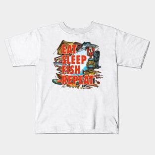 Eeat Sleep Fish Repeat Kids T-Shirt